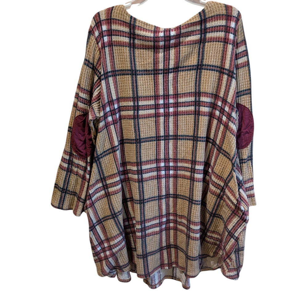 Emerald Plaid Waffle Knit Tunic Dress Size Extra Large - Picture 7 of 7